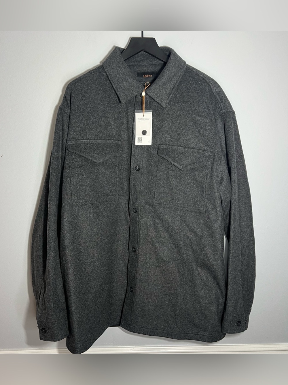 Quince Italian Wool Overshirt Mens XXL Heather Charcoal Grey NWT